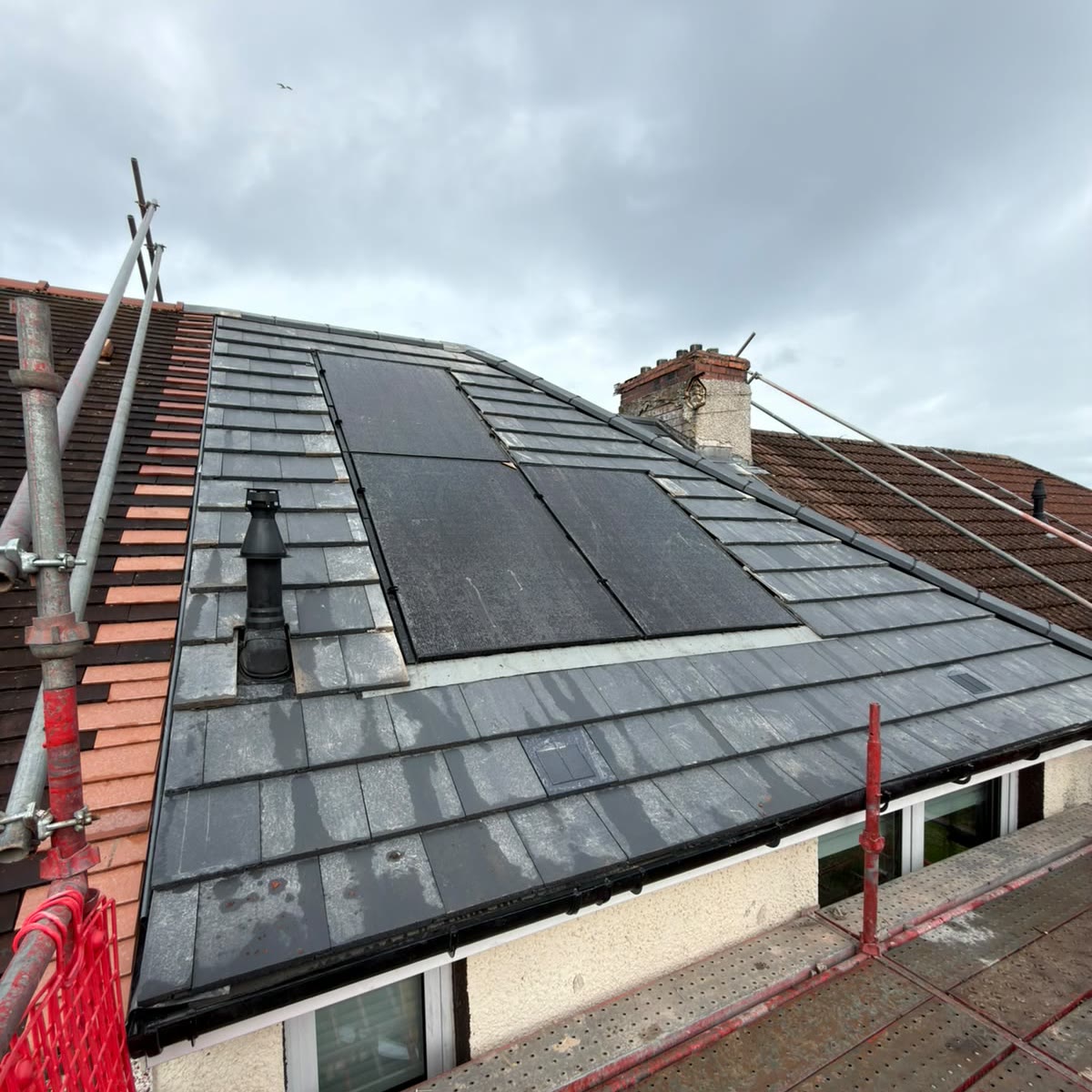 New roof with in-roof solar panels